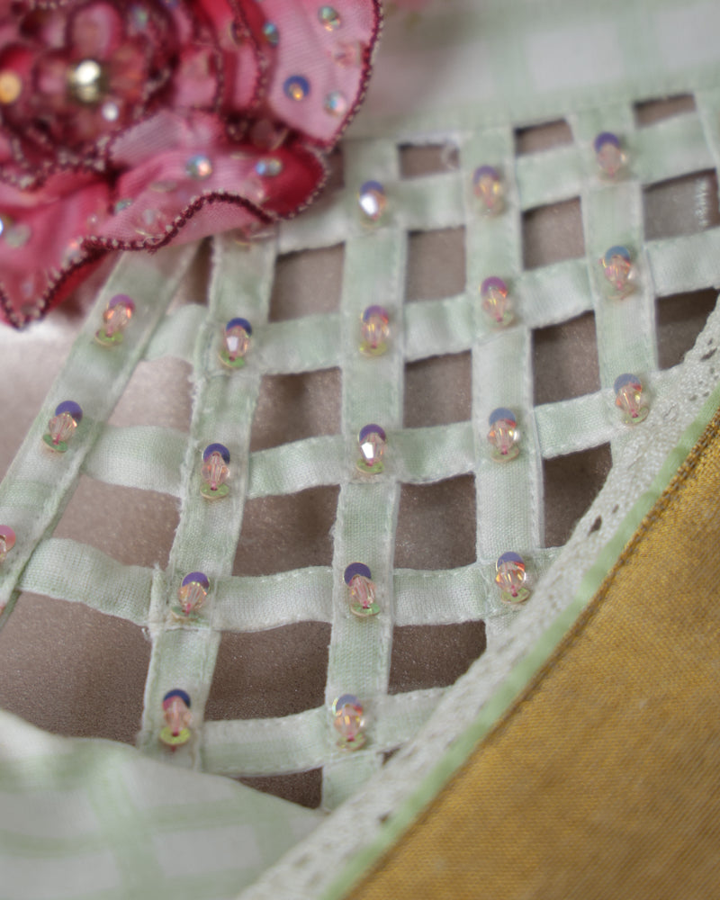Pastel Floral Print Kerala Saree with Handworked Details