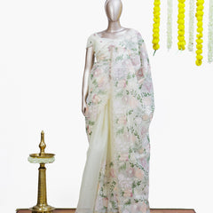 Pastel Bloom Organza Saree