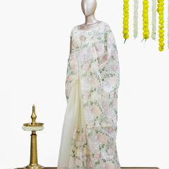 Pastel Bloom Organza Saree