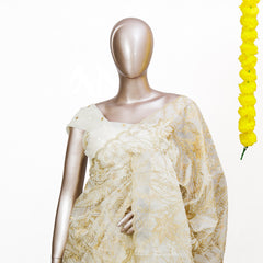 Golden Blossom Organza Saree