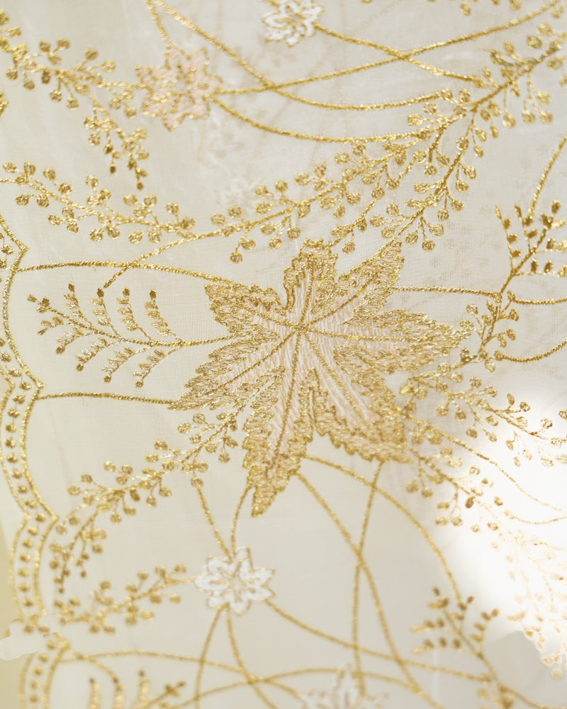 Golden Blossom Organza Saree
