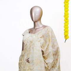 Golden Blossom Organza Saree