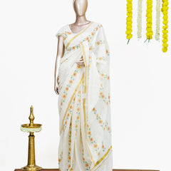 Sunflower Print Kerala Saree