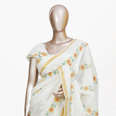 Sunflower Print Kerala Saree