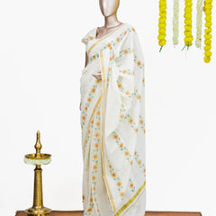 Sunflower Print Kerala Saree