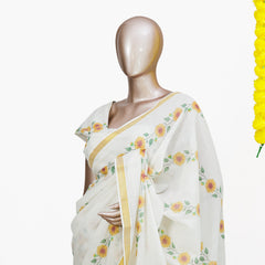 Sunflower Print Kerala Saree