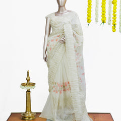Blossom Hand-Painted Ruffle Saree 1