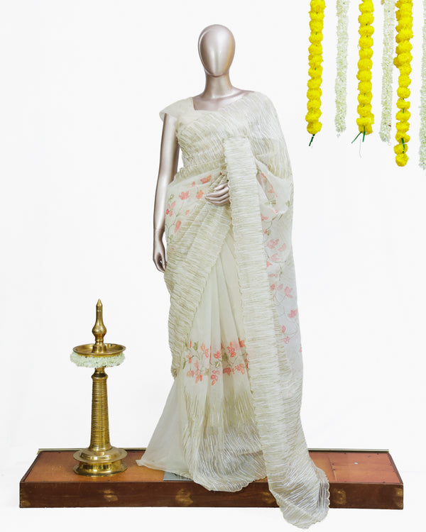 Blossom Hand-Painted Ruffle Saree 1