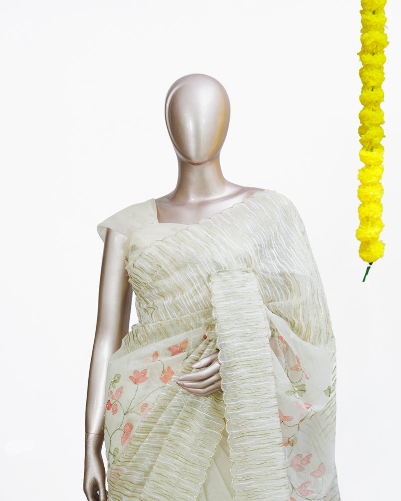 Blossom Hand-Painted Ruffle Saree 1