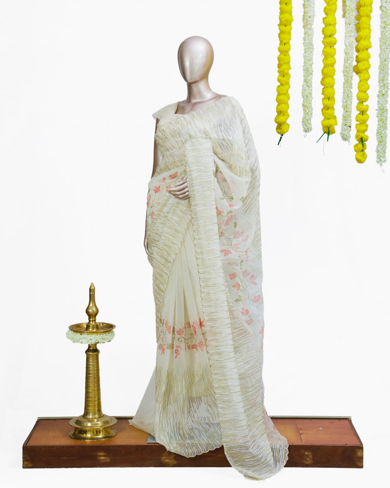 Blossom Hand-Painted Ruffle Saree 1