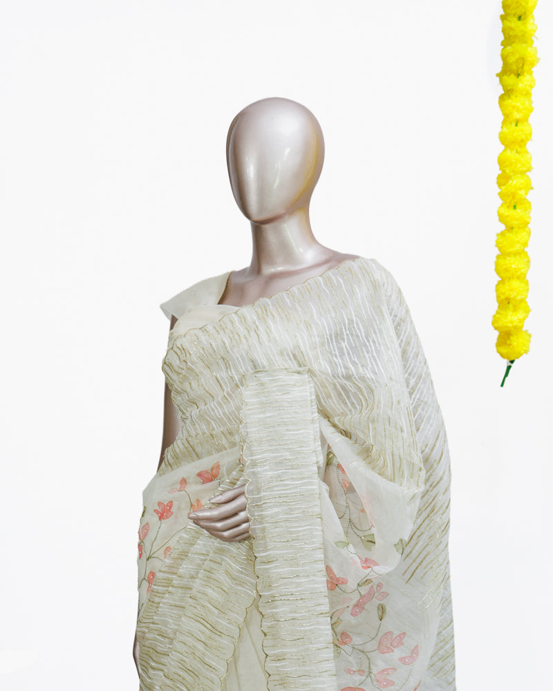 Blossom Hand-Painted Ruffle Saree 1