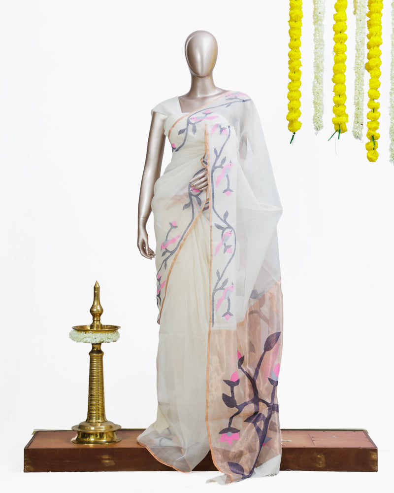 Blush Vine Organza Saree