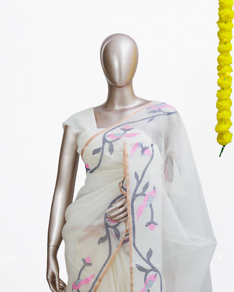 Blush Vine Organza Saree