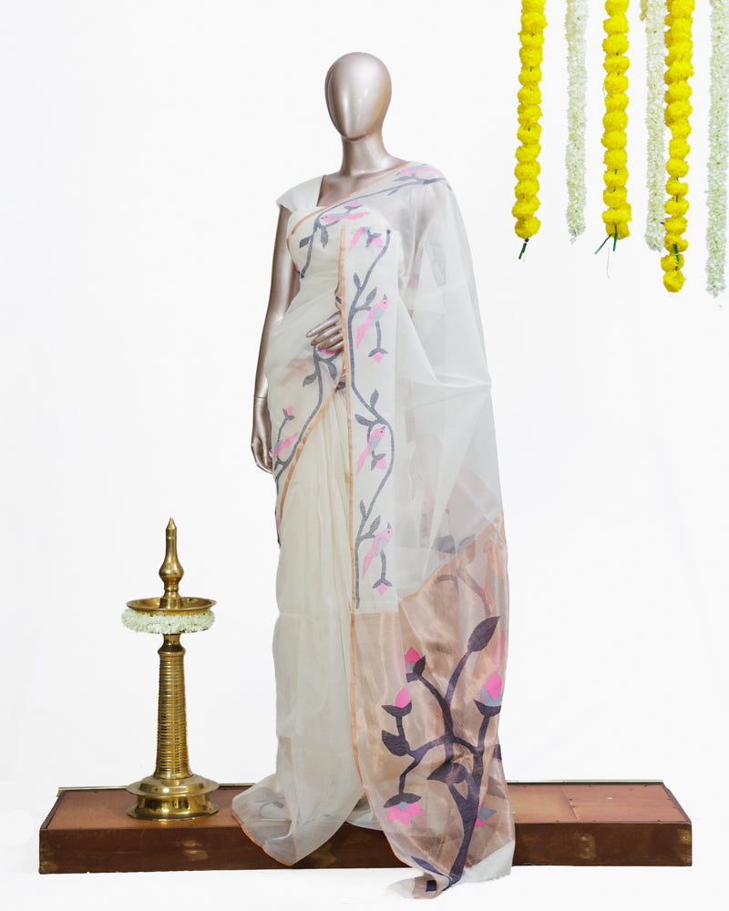 Blush Vine Organza Saree