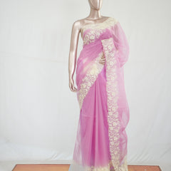 Organza Saree with Off White Embroidery Border SAN3979