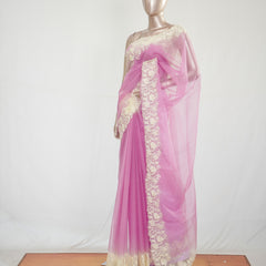 Organza Saree with Off White Embroidery Border SAN3979