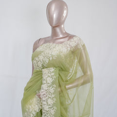 Organza Saree with Off White Embroidery Border SAN3980