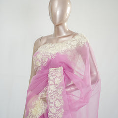 Organza Saree with Off White Embroidery Border SAN3979