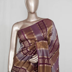 Royal Plum & Antique Gold Woven banarasi semi silk Saree  SAN4666