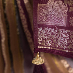 Royal Plum & Antique Gold Woven banarasi semi silk Saree  SAN4666
