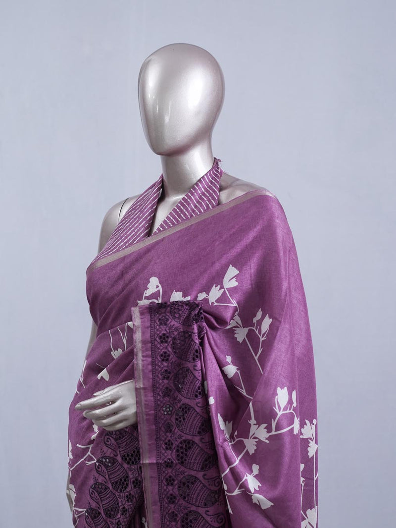 Printed Tusser Silk Saree   SAN5328