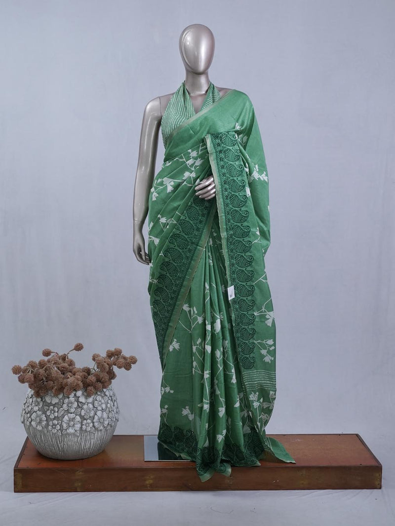 Printed Tusser Silk Saree  1  SAN5328