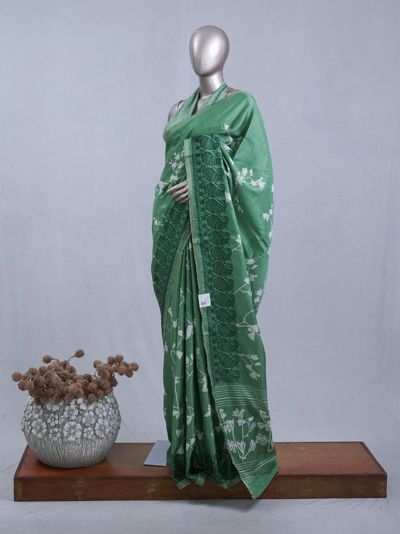 Printed Tusser Silk Saree  1  SAN5328