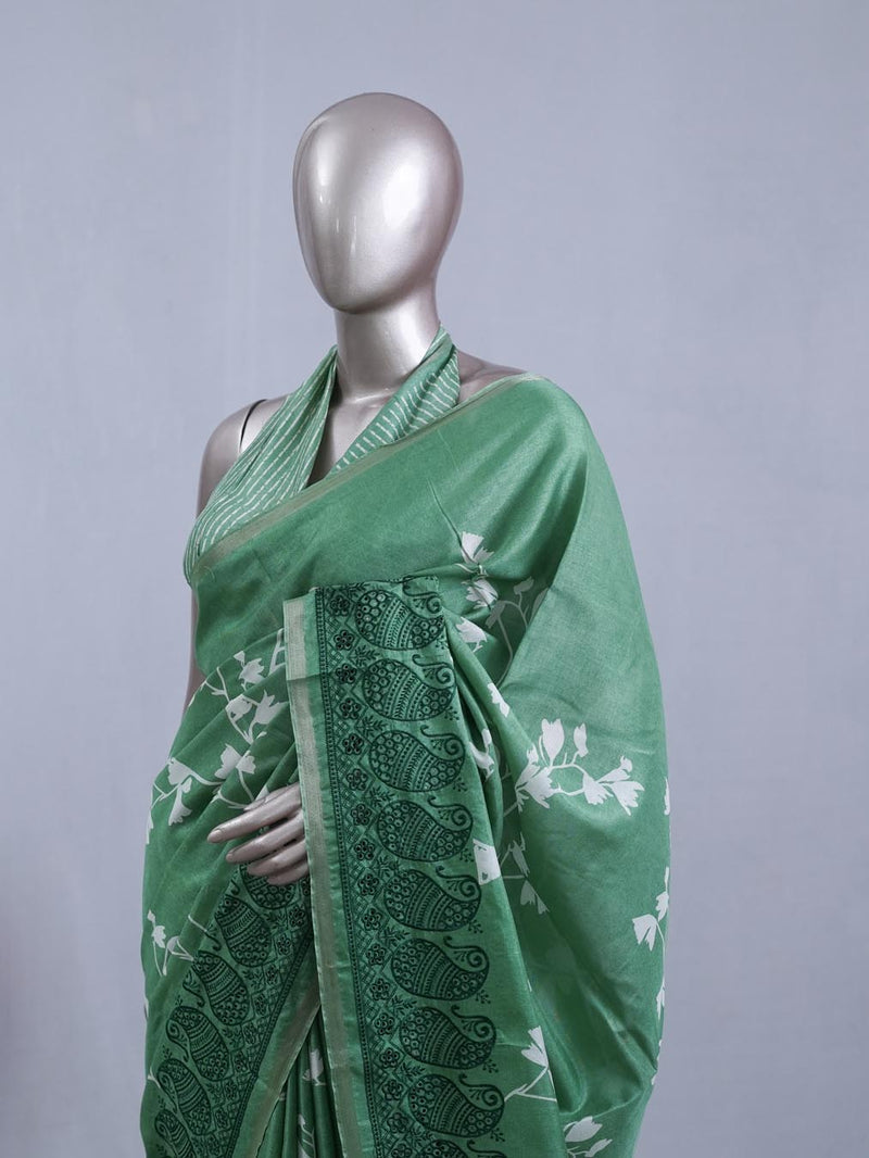 Printed Tusser Silk Saree  1  SAN5328