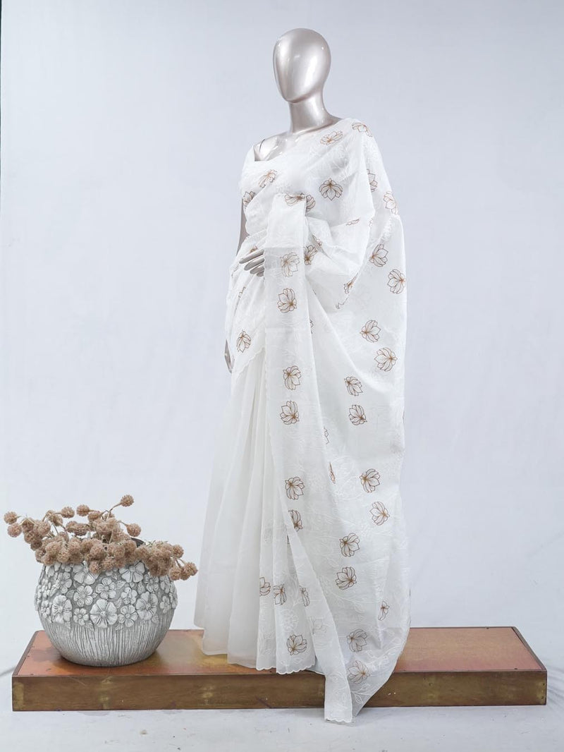 Bloom butta raw cotton saree SAN5548  D