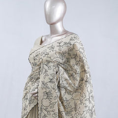 Floral embroidered raw cotton saree SAN5546  A