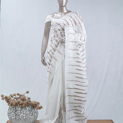 Stripe embroidered raw cotton saree SAN5544  B