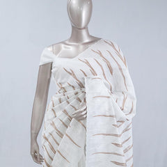 Stripe embroidered raw cotton saree SAN5544  B