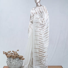 Stripe embroidered raw cotton saree SAN5544  B