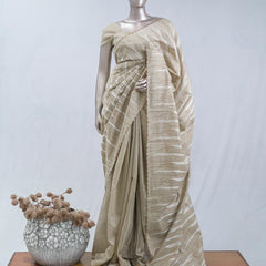 Stripe  embroidered raw cotton saree SAN5544  C