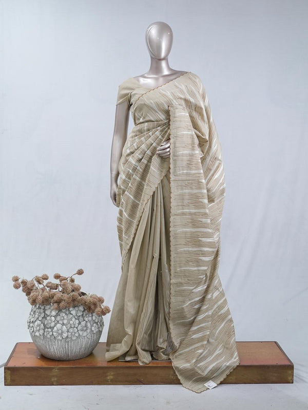Stripe  embroidered raw cotton saree SAN5544  C