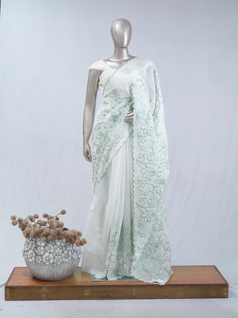 Soft mint green pastel embroidered kota saree SAN5565 A