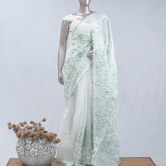 Soft mint green pastel embroidered kota saree SAN5565 A
