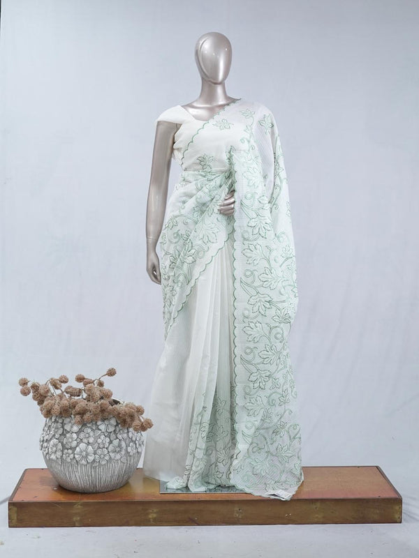 Soft mint green pastel embroidered kota saree SAN5565 A