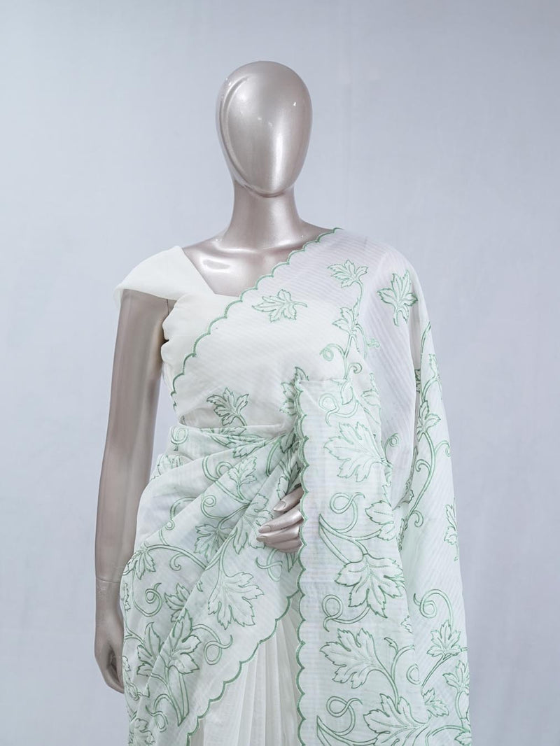 Soft mint green pastel embroidered kota saree SAN5565 A