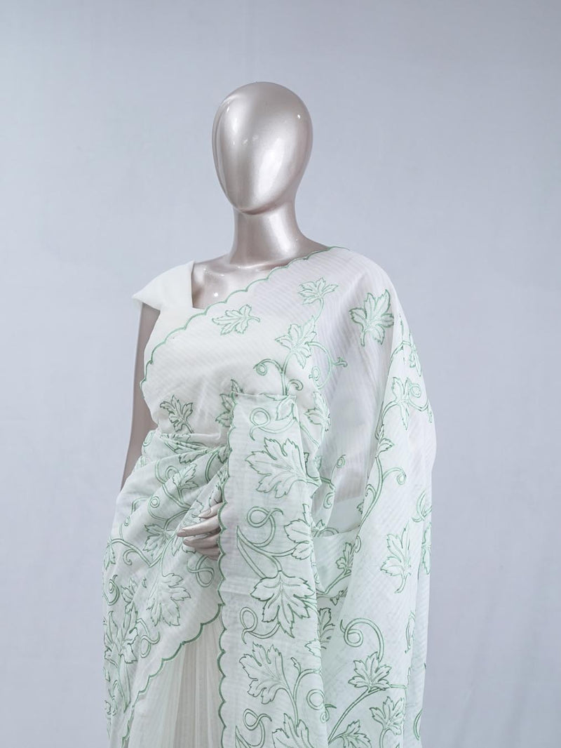 Soft mint green pastel embroidered kota saree SAN5565 A