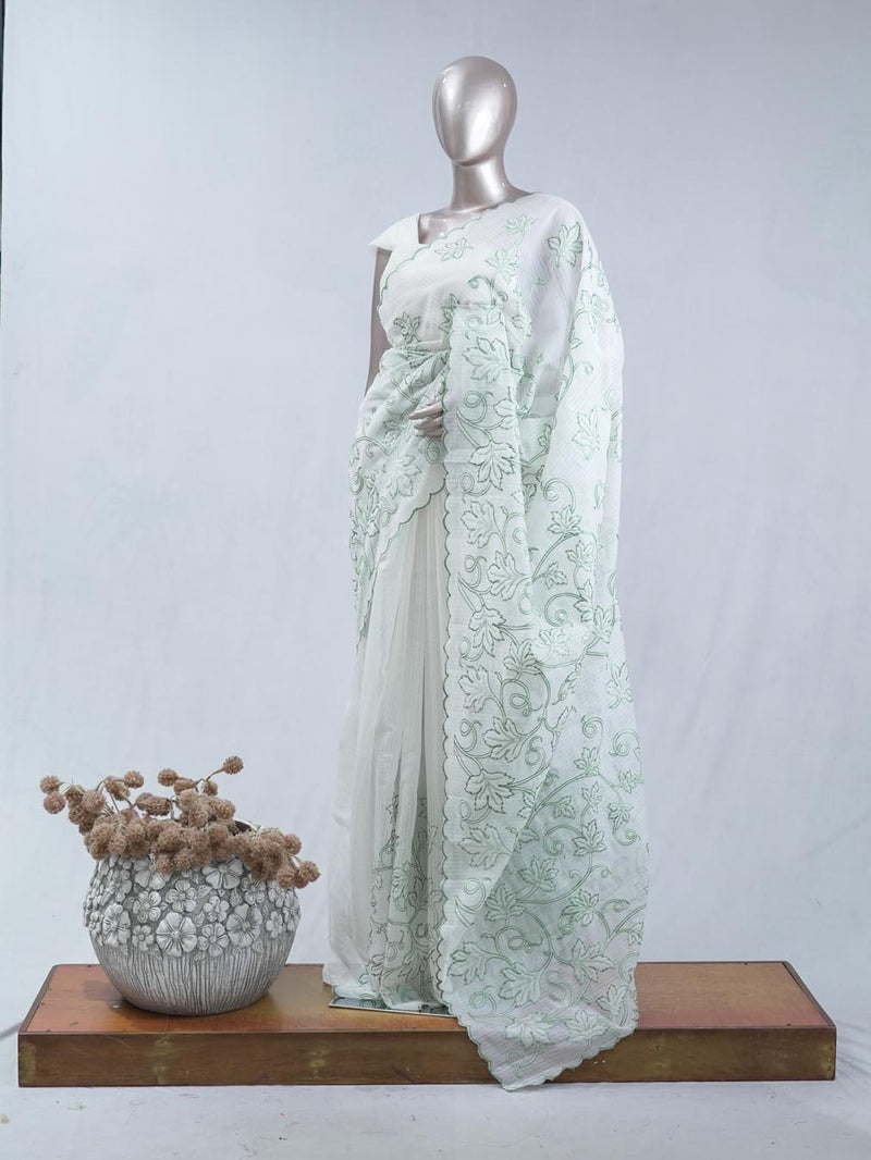 Soft mint green pastel embroidered kota saree SAN5565 A