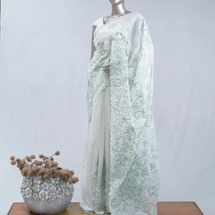 Soft mint green pastel embroidered kota saree SAN5565 A