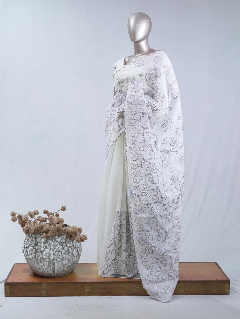 Soft lavender pastel embroidered kota saree SAN5565  B