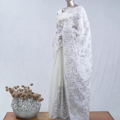 Soft lavender pastel embroidered kota saree SAN5565  B