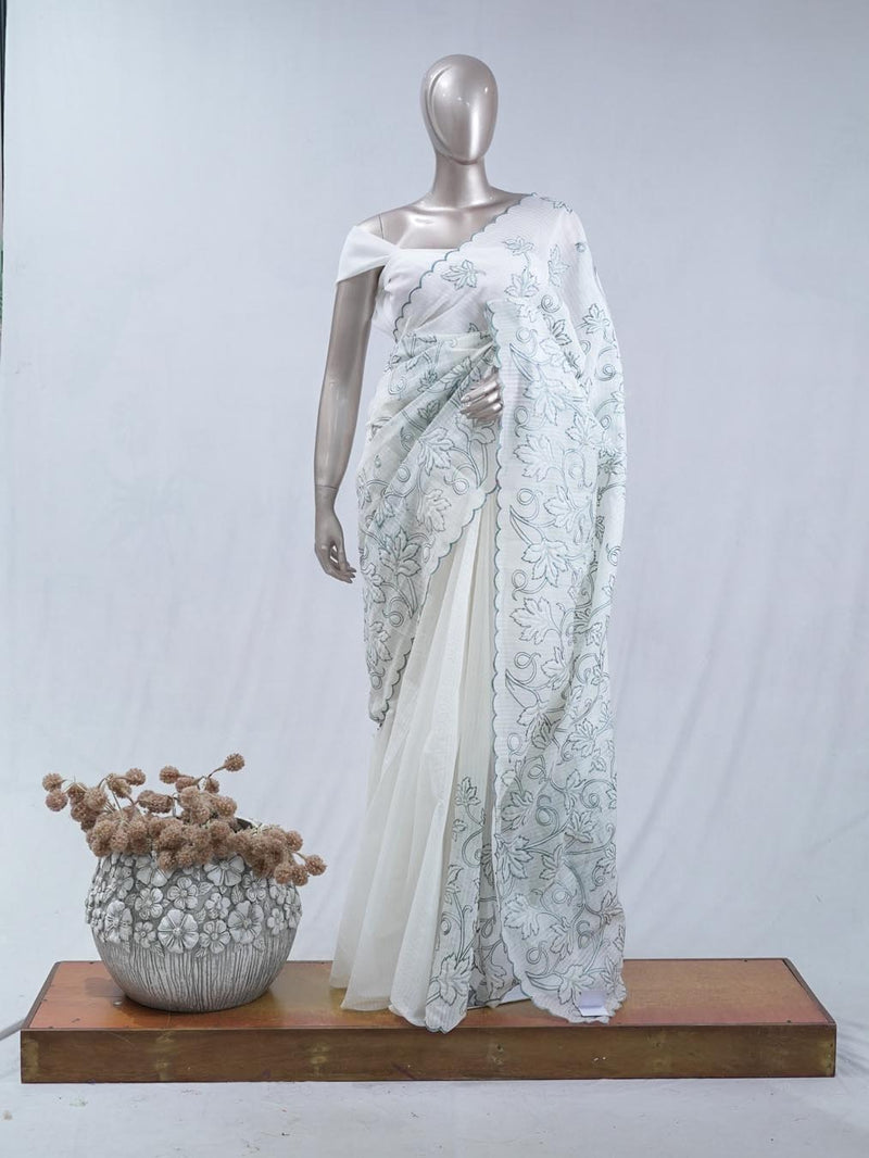 Green pastel embroidered kota saree SAN5565 C
