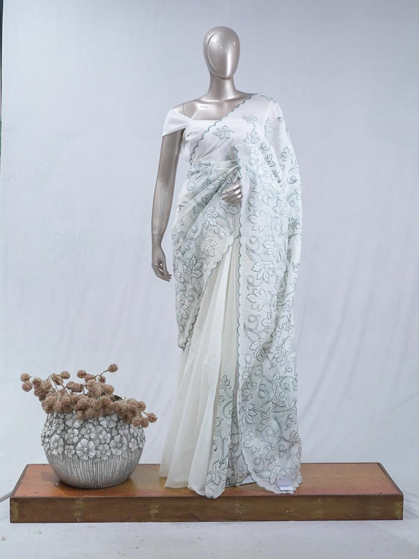 Green pastel embroidered kota saree SAN5565 C