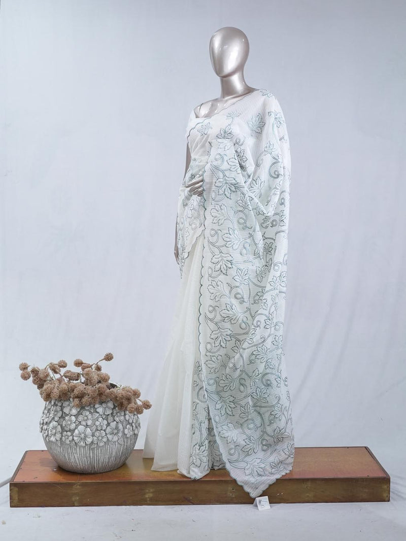 Green pastel embroidered kota saree SAN5565 C