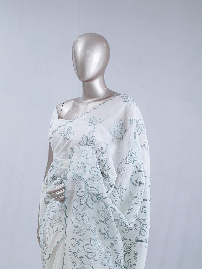 Green pastel embroidered kota saree SAN5565 C