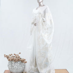 Floral embroidered glass organza saree SAN5456
