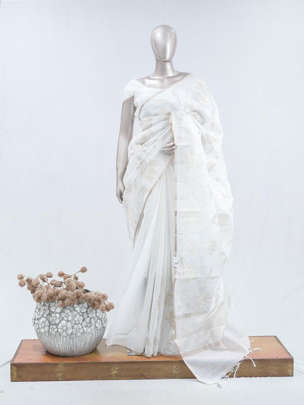 Floral embroidered glass organza saree SAN5559 A